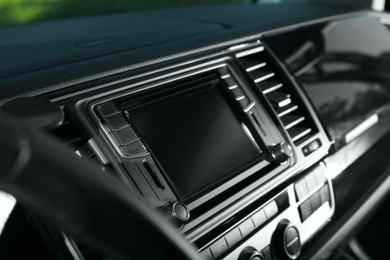 Photo of View of dashboard with navigation system in modern car