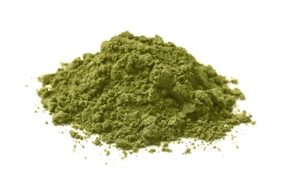 Photo of Heap of henna powder isolated on white