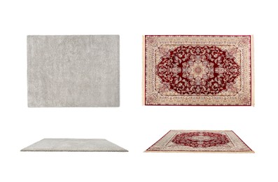 Image of Two beautiful carpets isolated on white, set