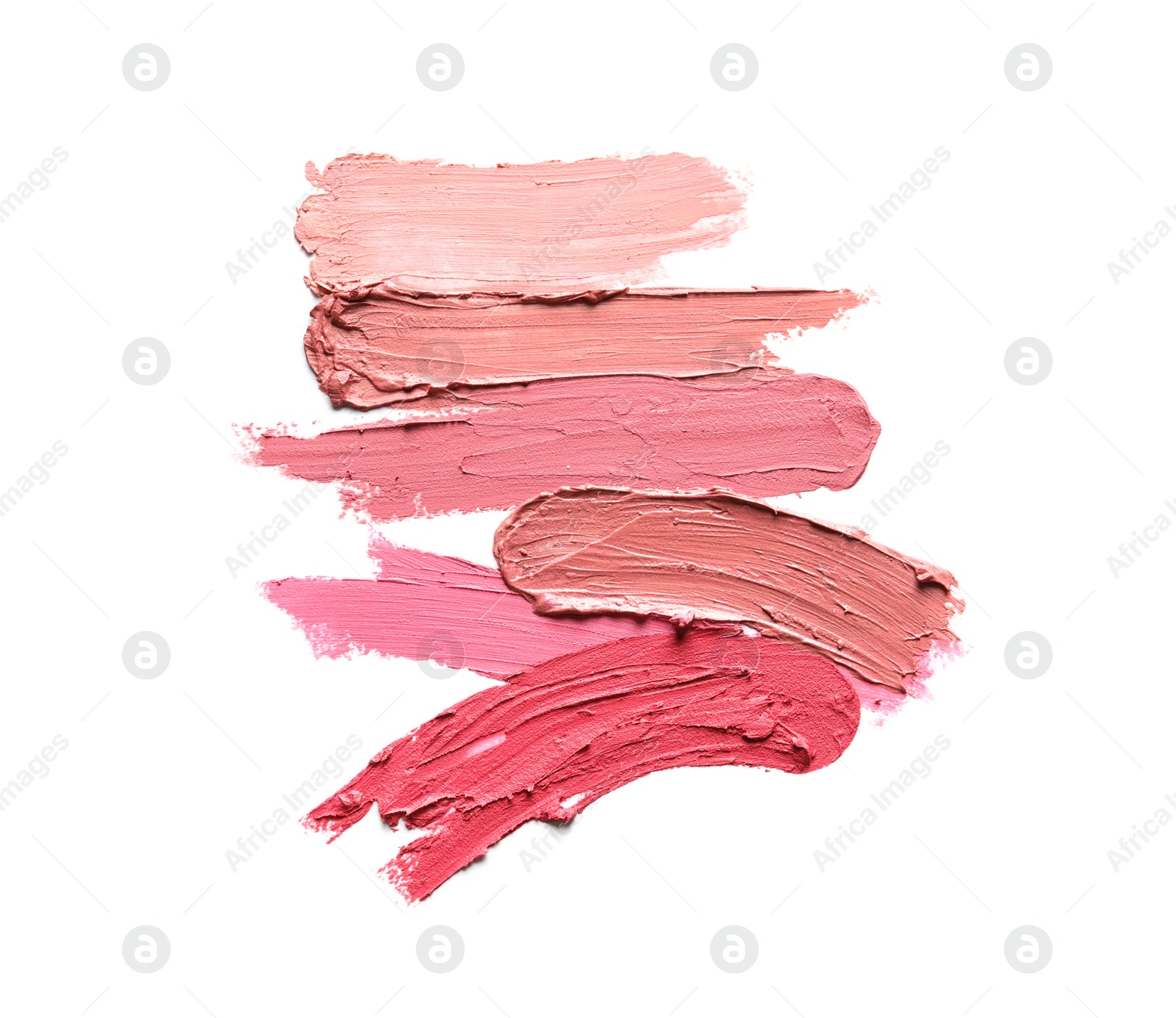 Photo of Lipstick smears isolated on white, top view