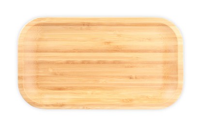 Empty clean wooden plate isolated on white, top view