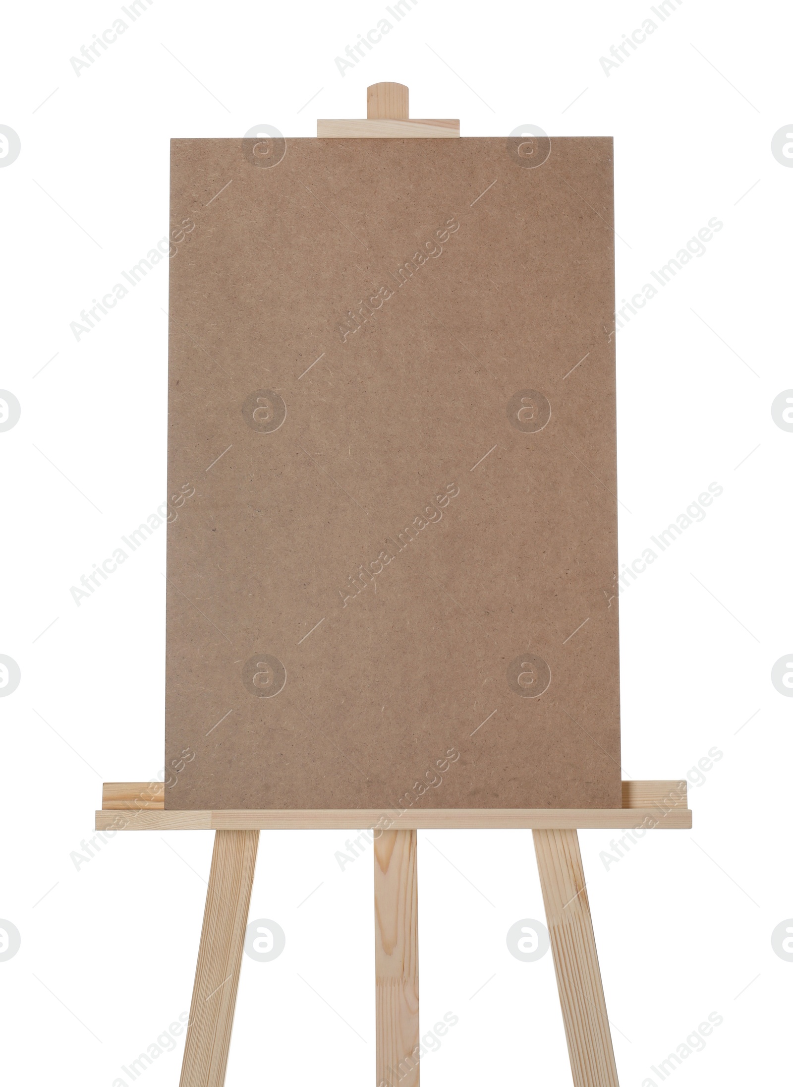 Photo of Empty wooden easel for painting isolated on white