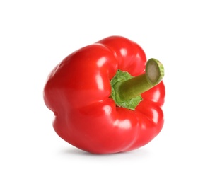 Photo of Tasty ripe red bell pepper on white background