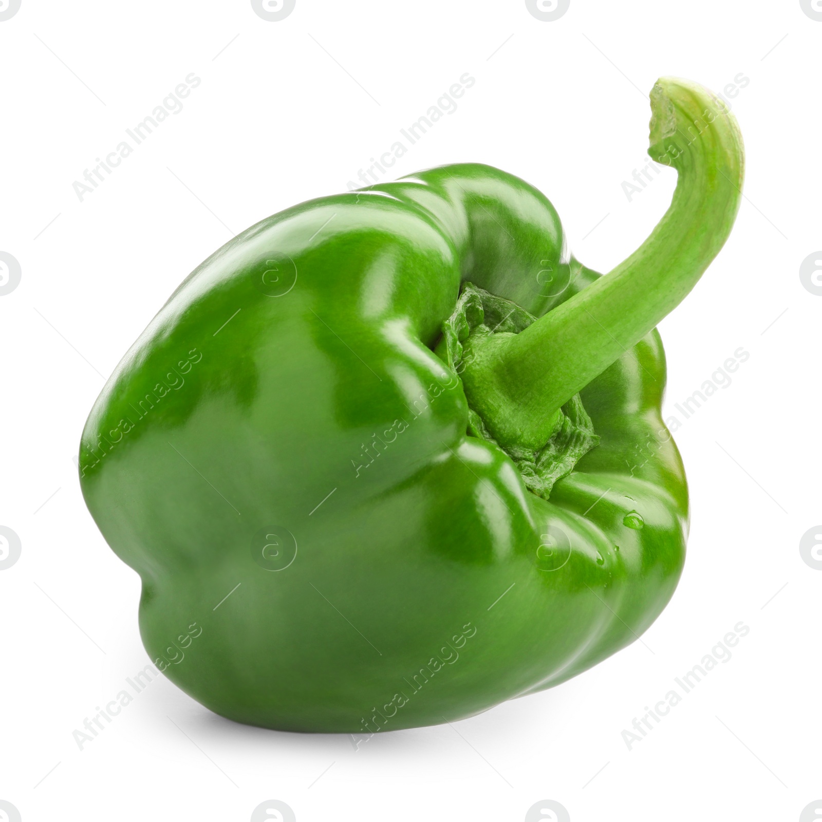 Photo of Ripe green bell pepper on white background