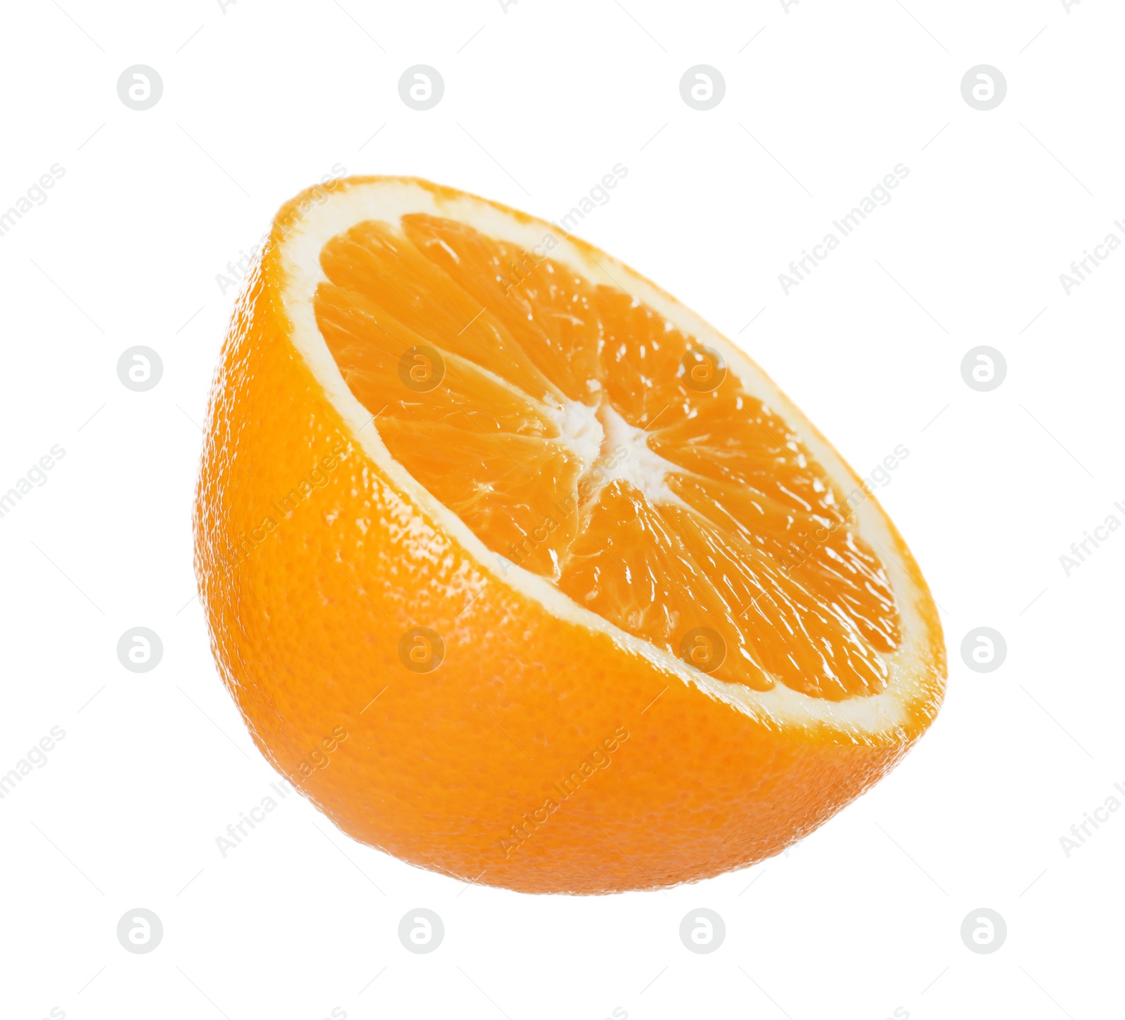 Photo of Half of ripe orange isolated on white