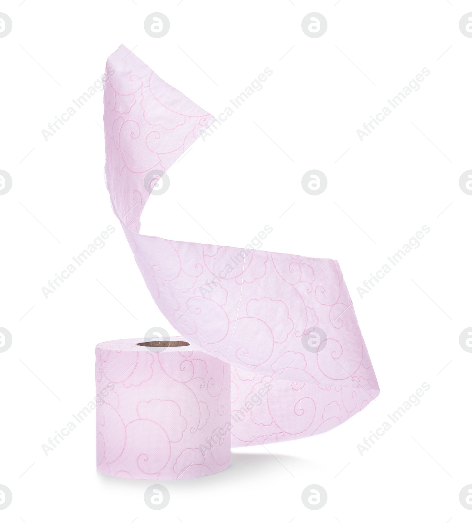 Photo of Roll of toilet paper on white background. Personal hygiene