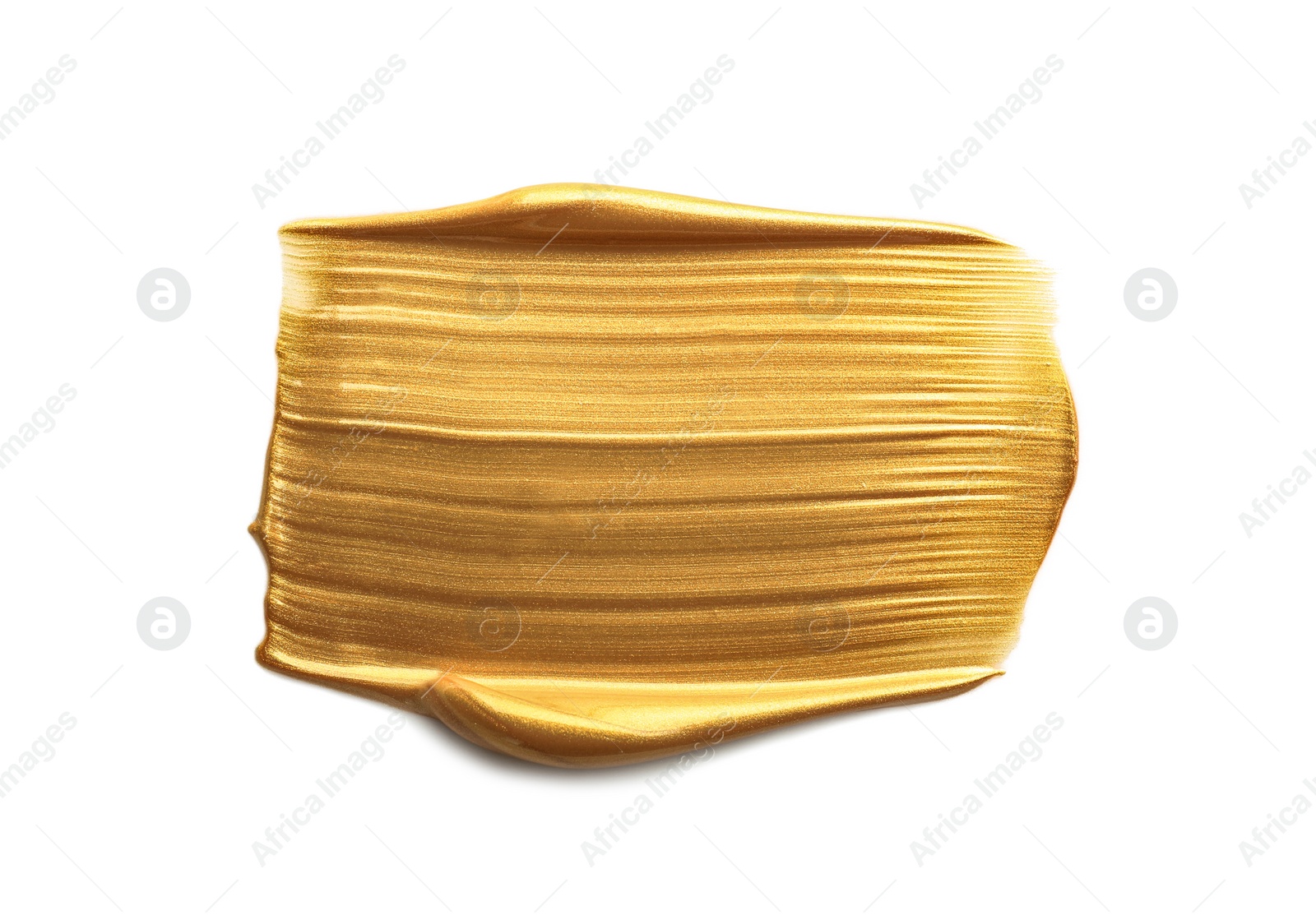 Photo of Stroke of gold paint isolated on white, top view