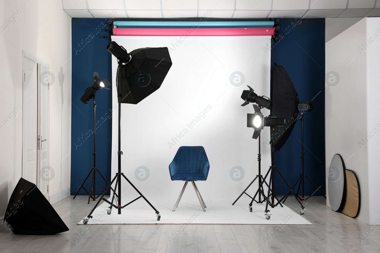 Photo of Photo studio interior with set of professional equipment