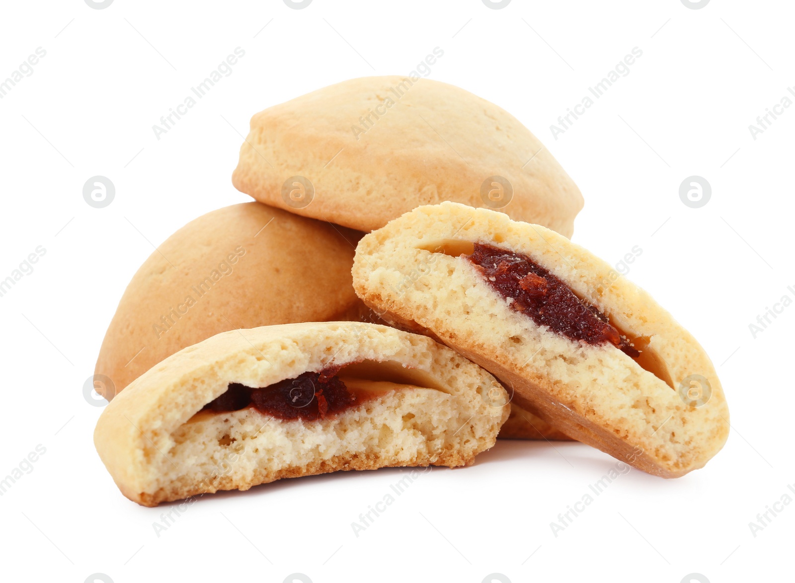 Photo of Tasty cookies for Islamic holidays isolated on white. Eid Mubarak