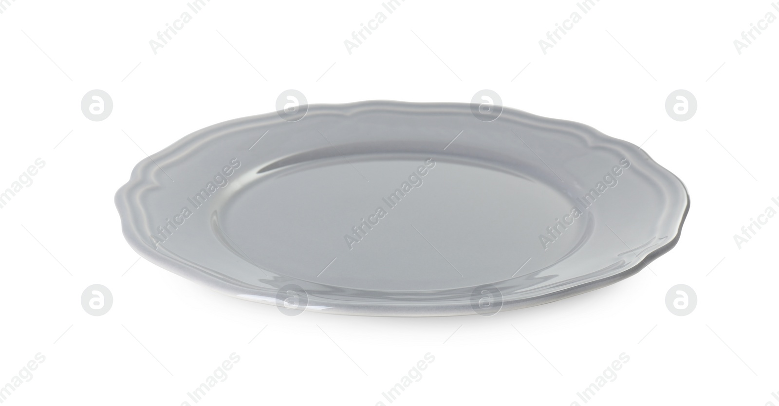 Photo of One beautiful grey plate isolated on white