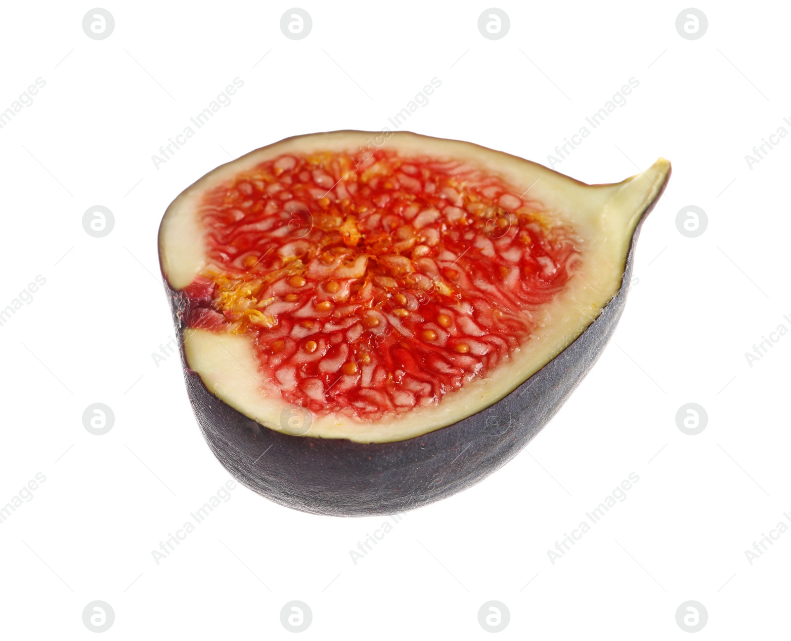 Photo of Half of ripe fresh fig isolated on white