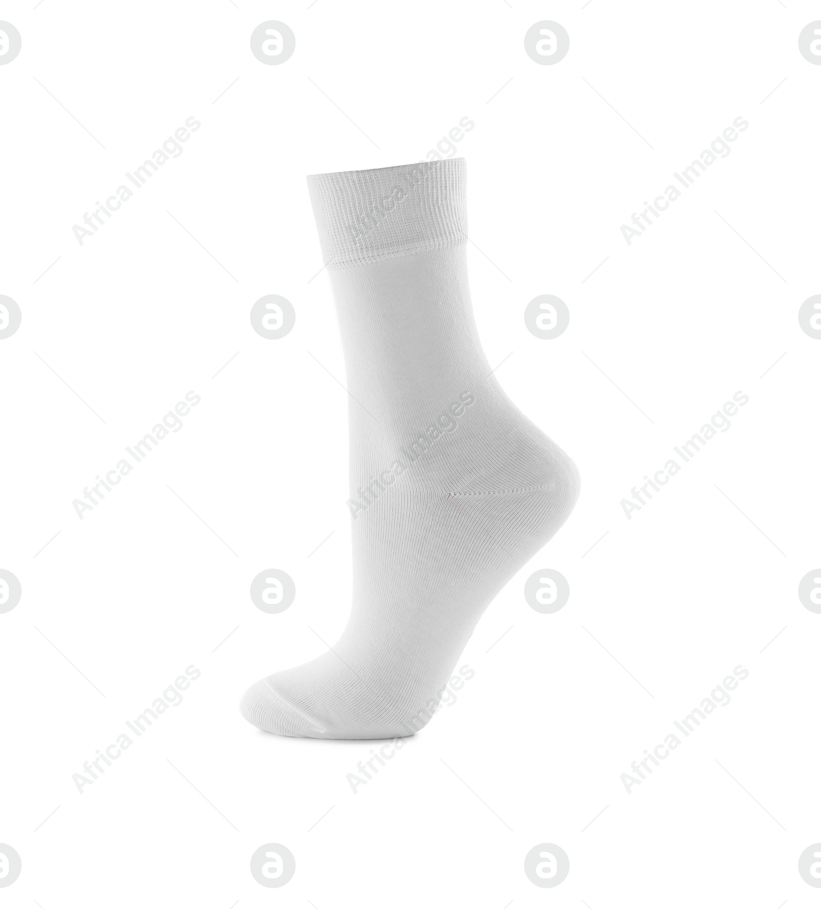 Photo of New sock isolated on white. Footwear accessory