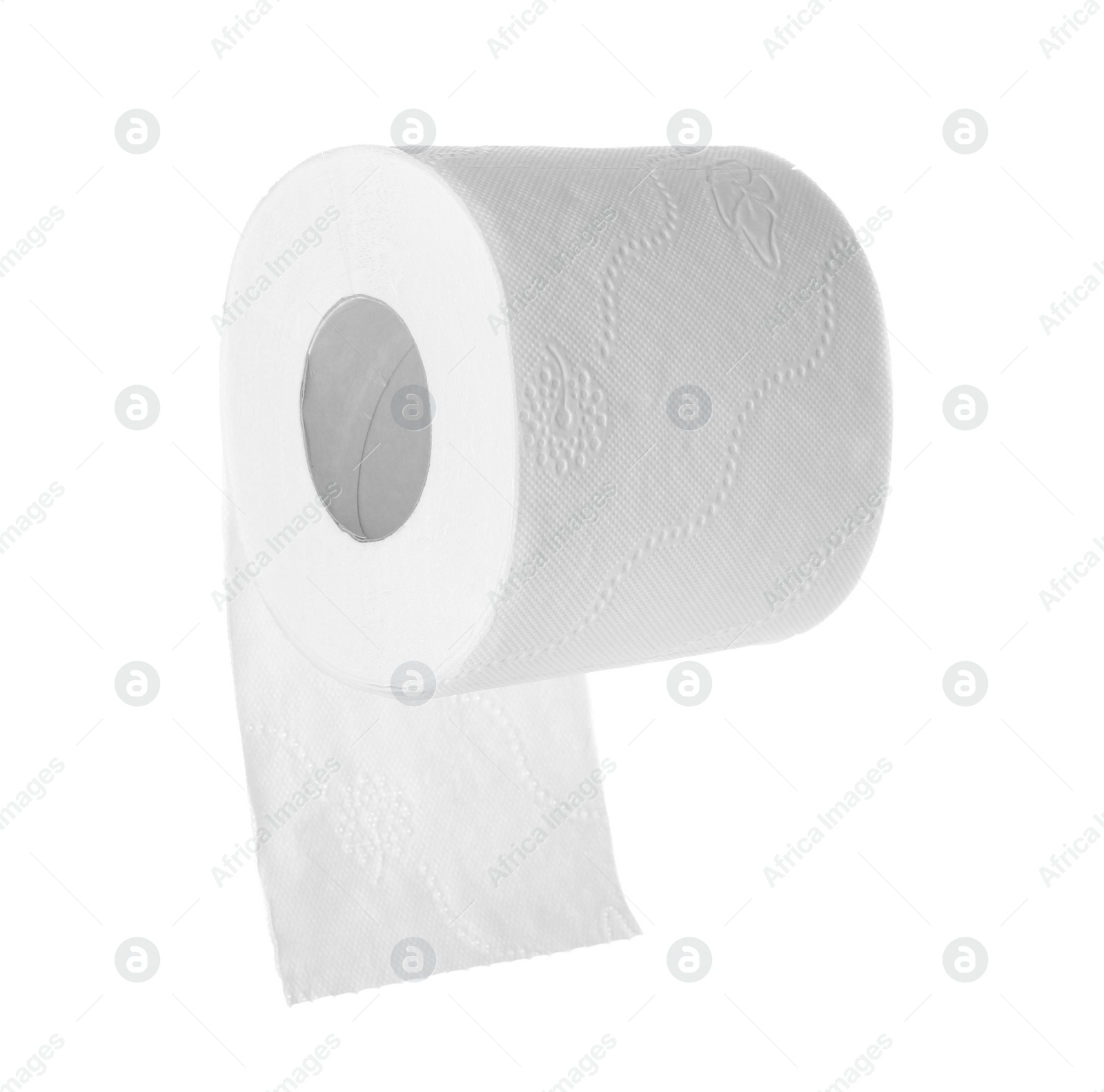 Photo of Roll of toilet paper on white background. Personal hygiene