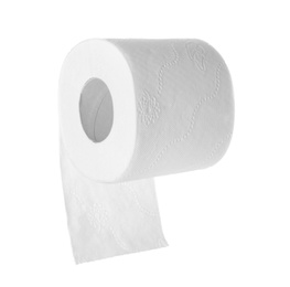 Roll of toilet paper on white background. Personal hygiene