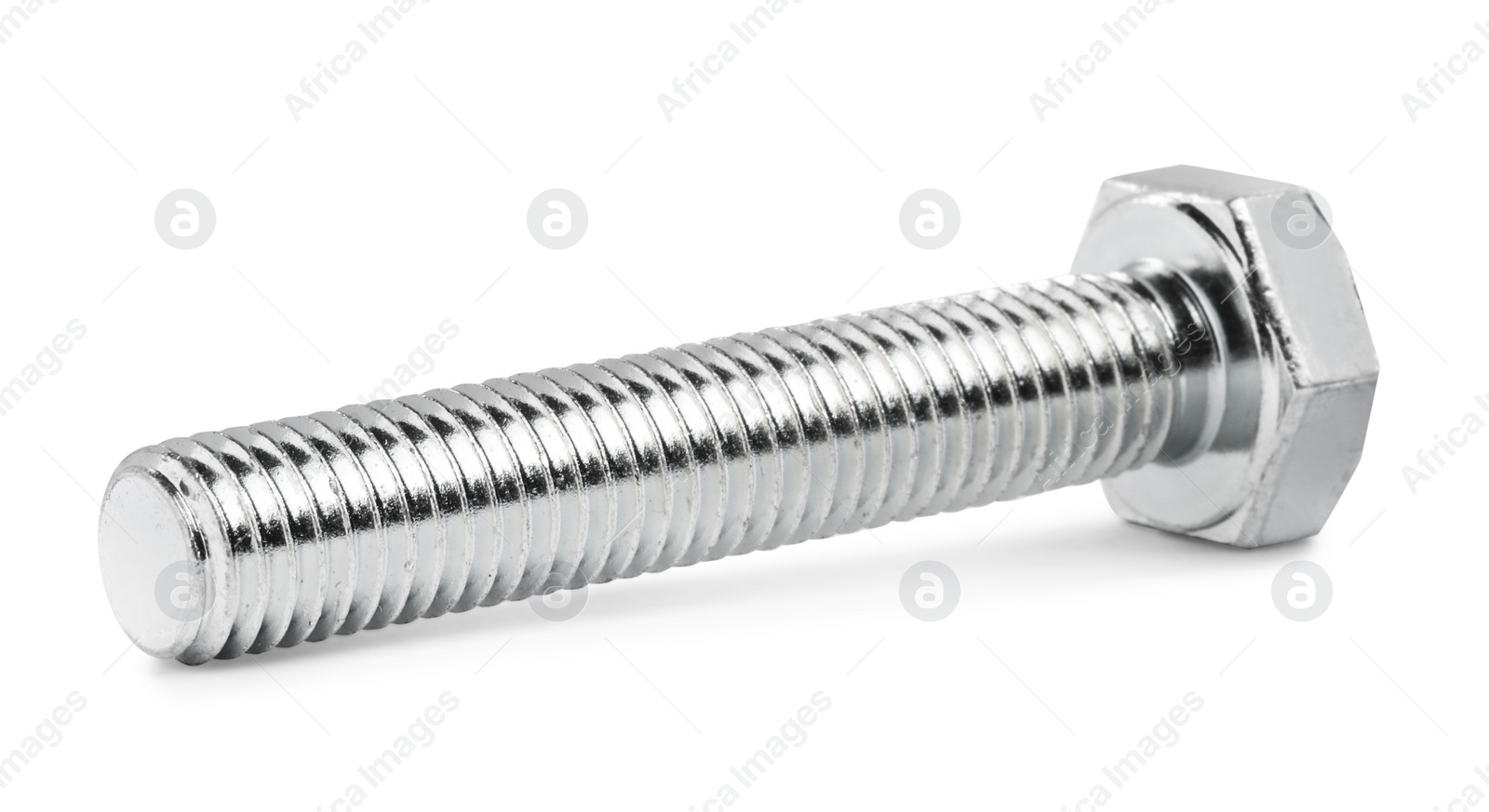 Photo of One metal hex bolt isolated on white