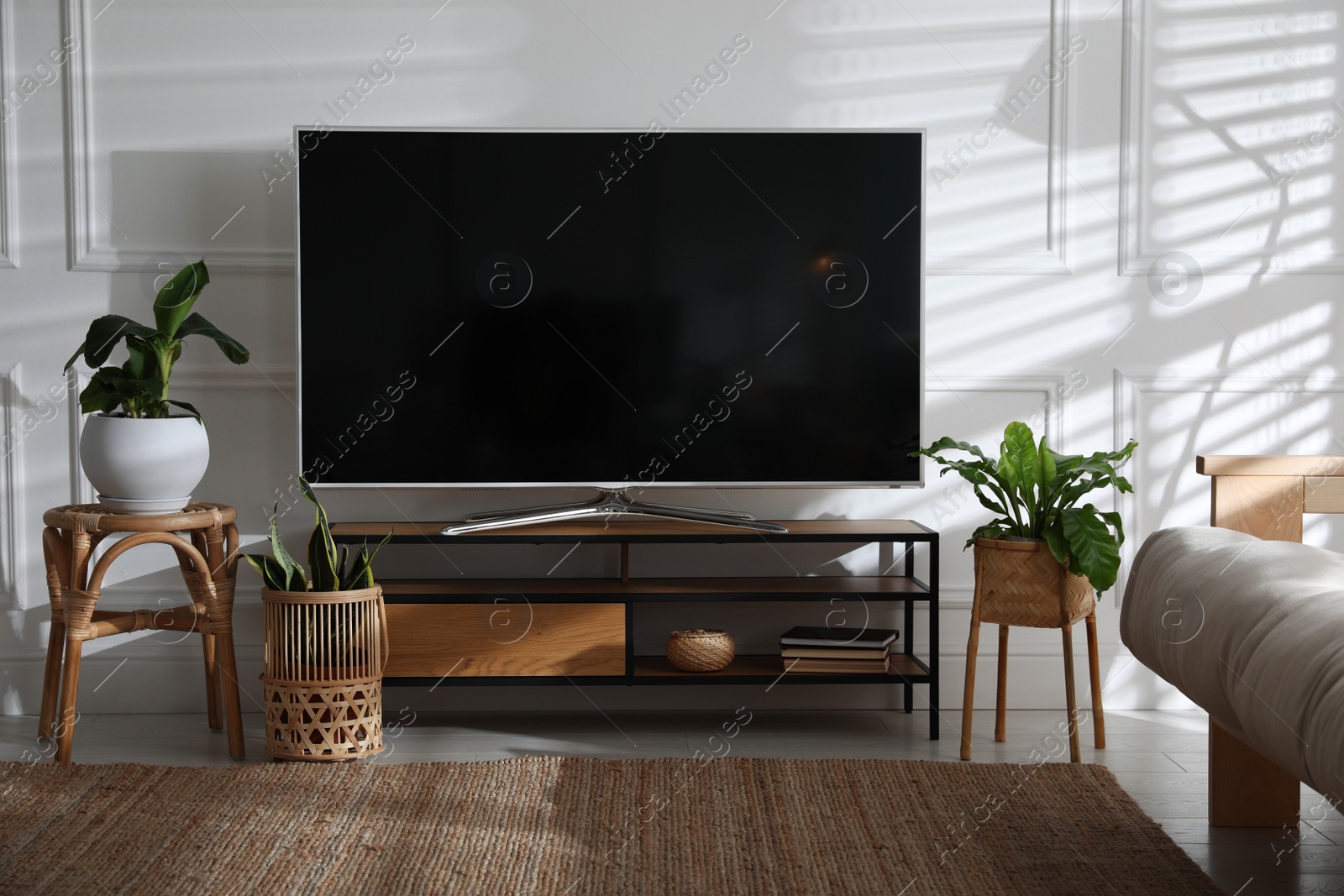 Photo of Living room interior with modern TV on stand