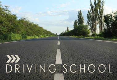 Image of Driving school concept. View of modern asphalt road in countryside