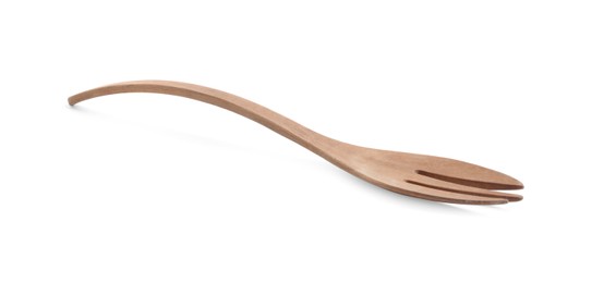 Wooden fork isolated on white. Cooking utensil