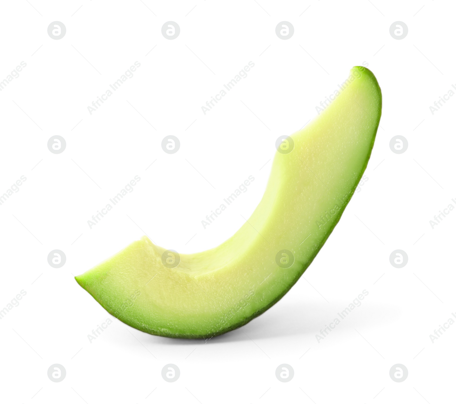 Photo of Slice of ripe avocado isolated on white