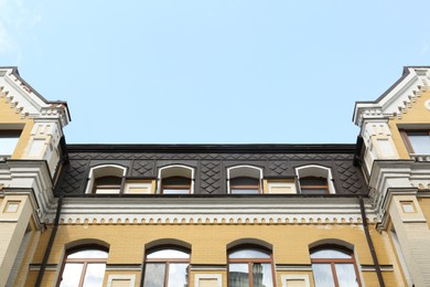 Beautiful building against blue sky, low angle view