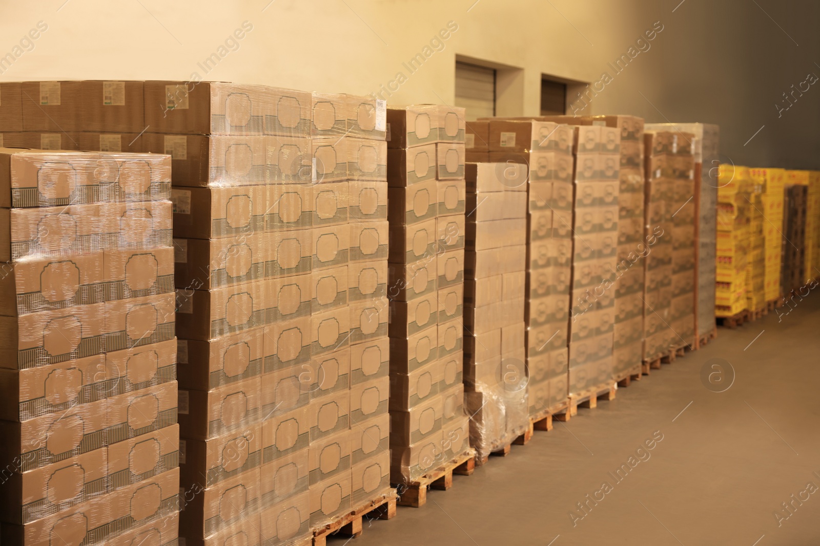 Image of Warehouse with lots of products. Wholesale business