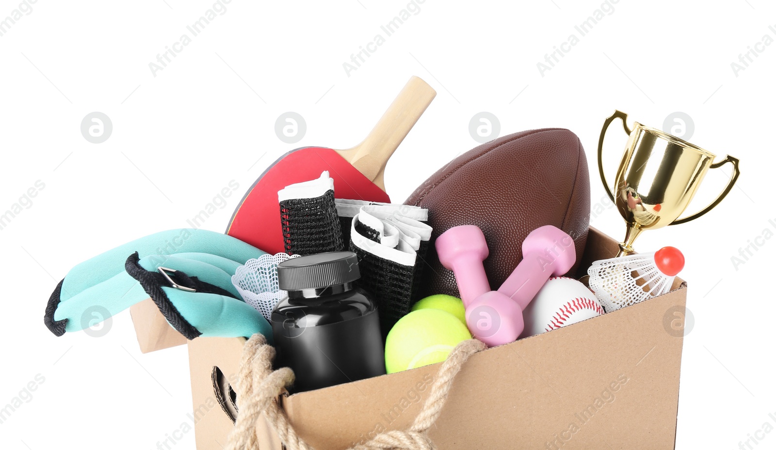 Photo of Box of unwanted stuff isolated on white