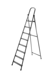 Modern metal stepladder isolated on white. Construction tool