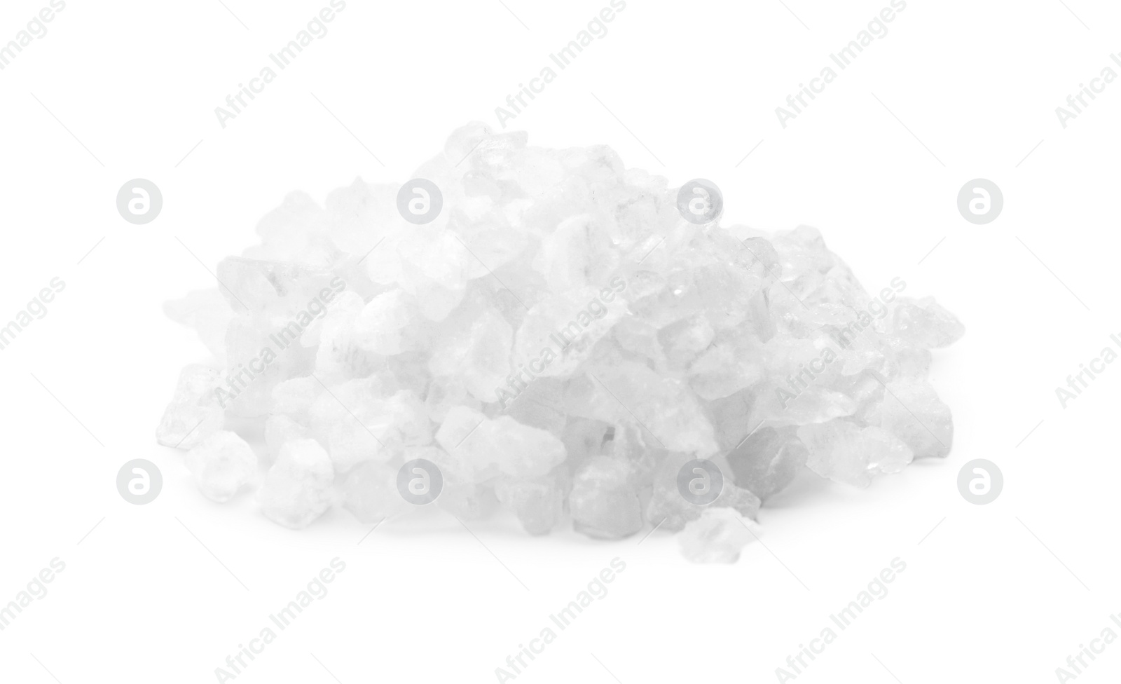 Photo of Pile of sea salt isolated on white