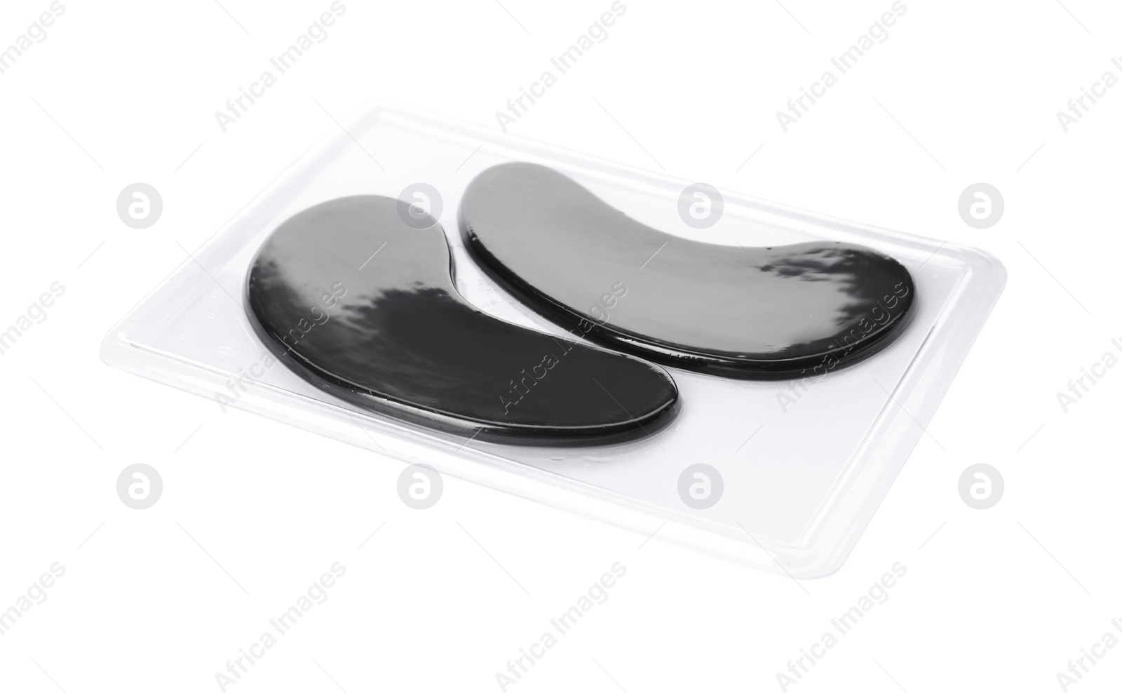 Photo of Package with under eye patches isolated on white. Cosmetic product