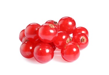 Photo of Pile of fresh ripe red currants isolated on white