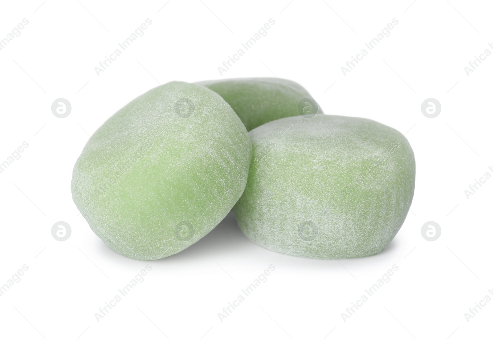 Photo of Delicious mochi on white background. Traditional Japanese dessert