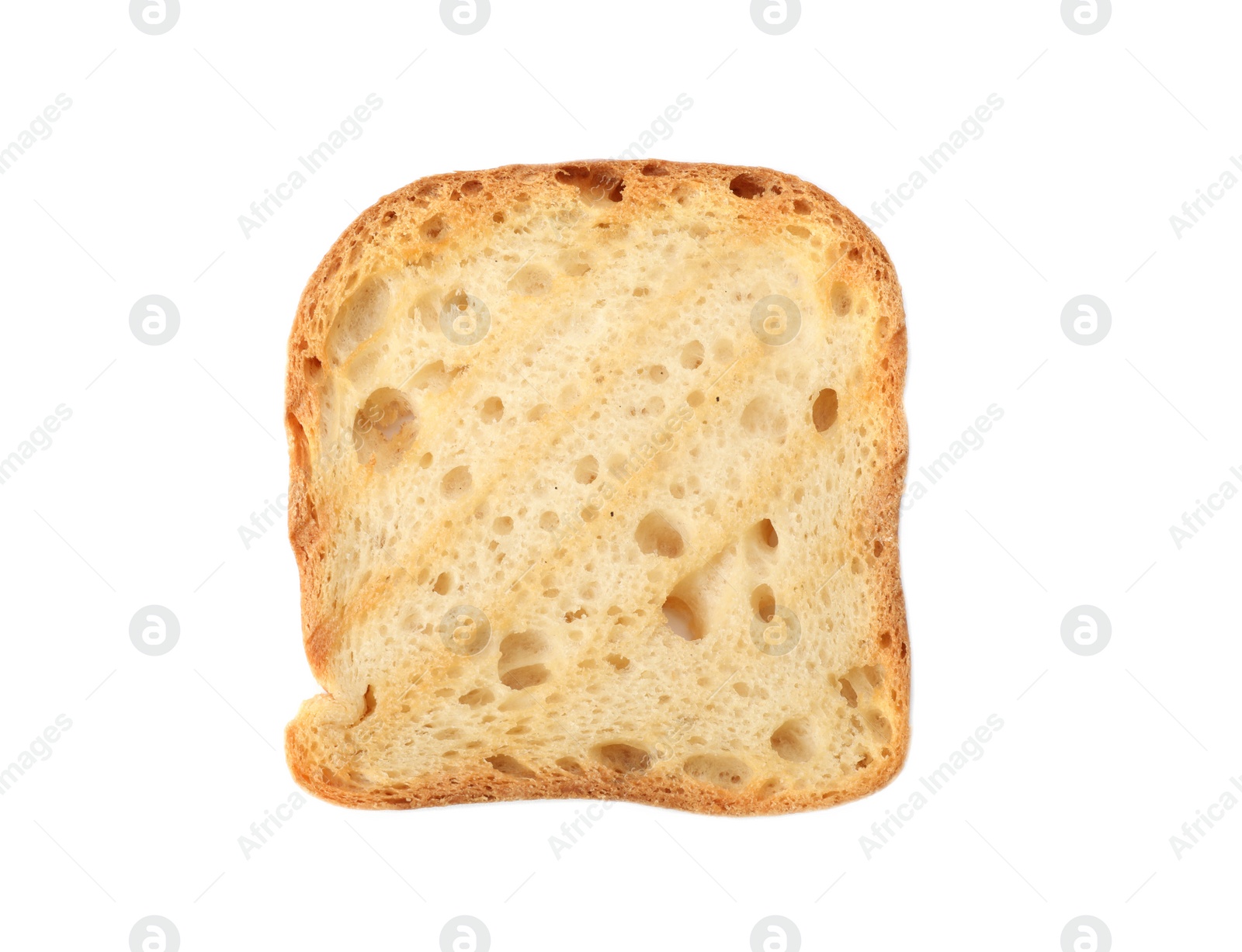 Photo of Slice of grilled wheat bread isolated on white, top view