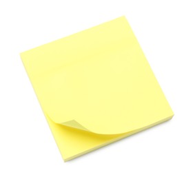 Photo of Blank yellow sticky notes on white background