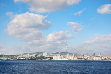 Photo of ISTANBUL, TURKEY - AUGUST 11, 2019: City landscape from Bosphorus on sunny day