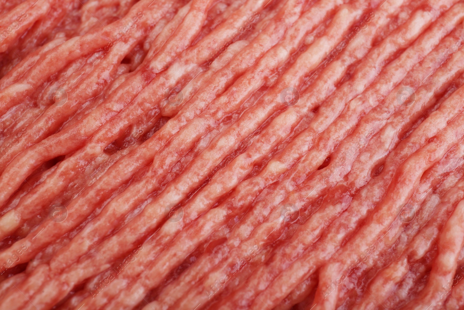 Photo of Raw fresh minced meat as background, closeup