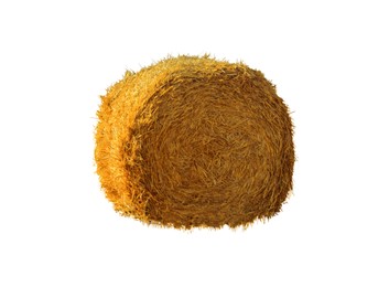 Image of Big dried straw bale isolated on white