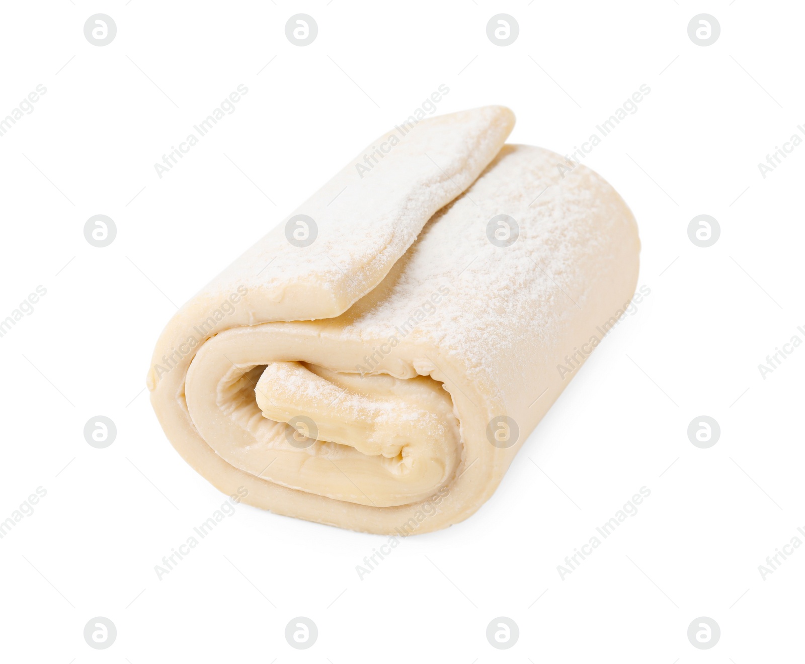 Photo of Raw puff pastry dough isolated on white