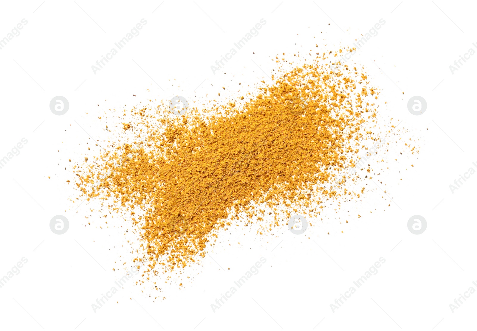 Photo of Dry curry powder isolated on white, top view