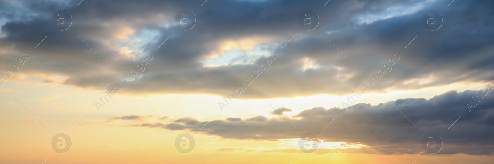 Image of Picturesque view of beautiful sky with clouds. Banner design