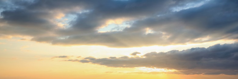 Image of Picturesque view of beautiful sky with clouds. Banner design