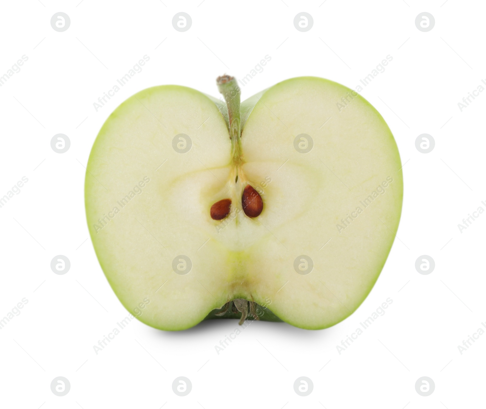 Photo of Half of juicy apple on white background