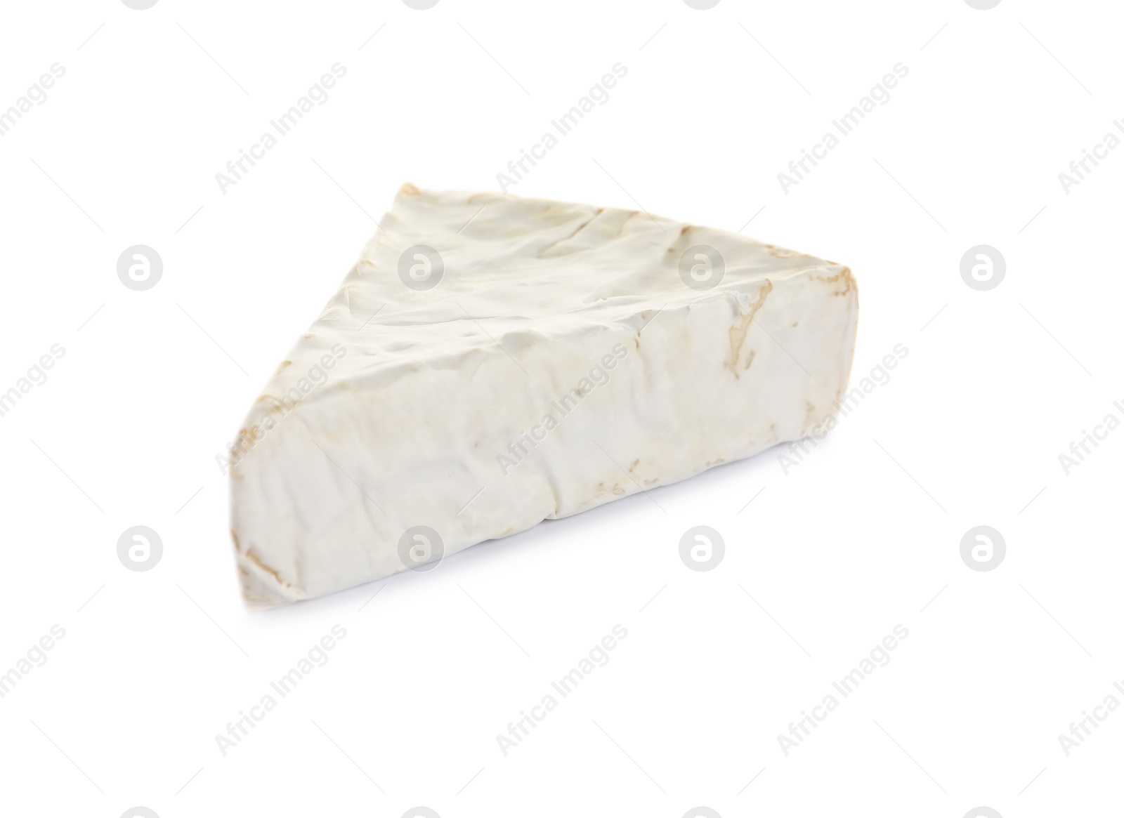 Photo of Piece of tasty brie cheese isolated on white