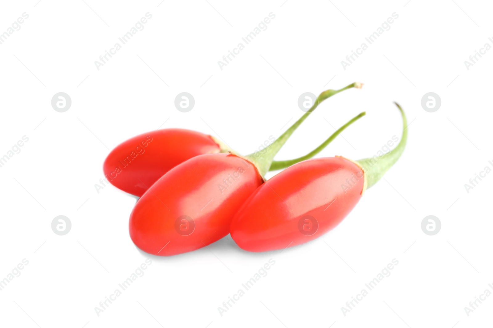 Photo of Fresh goji berries on white background. Healthy superfood