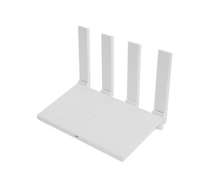 Photo of One modern Wi-Fi router isolated on white