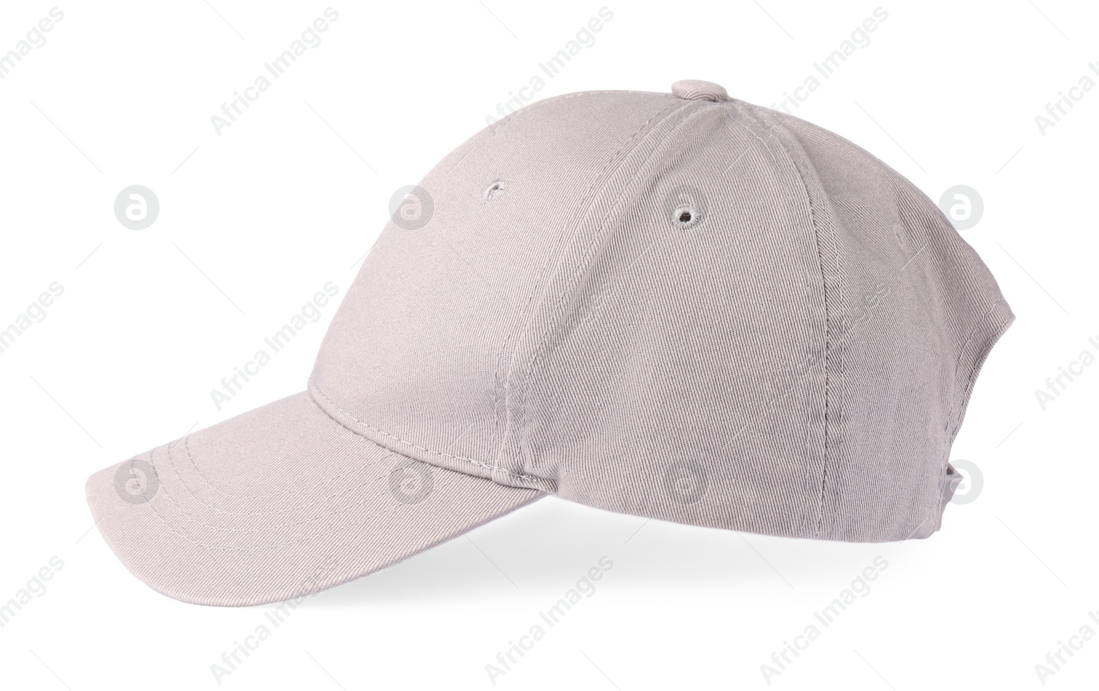 Photo of Stylish beige baseball cap isolated on white