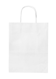 Photo of Empty shopping paper bag isolated on white