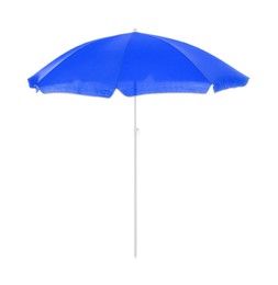 Image of Open blue beach umbrella isolated on white