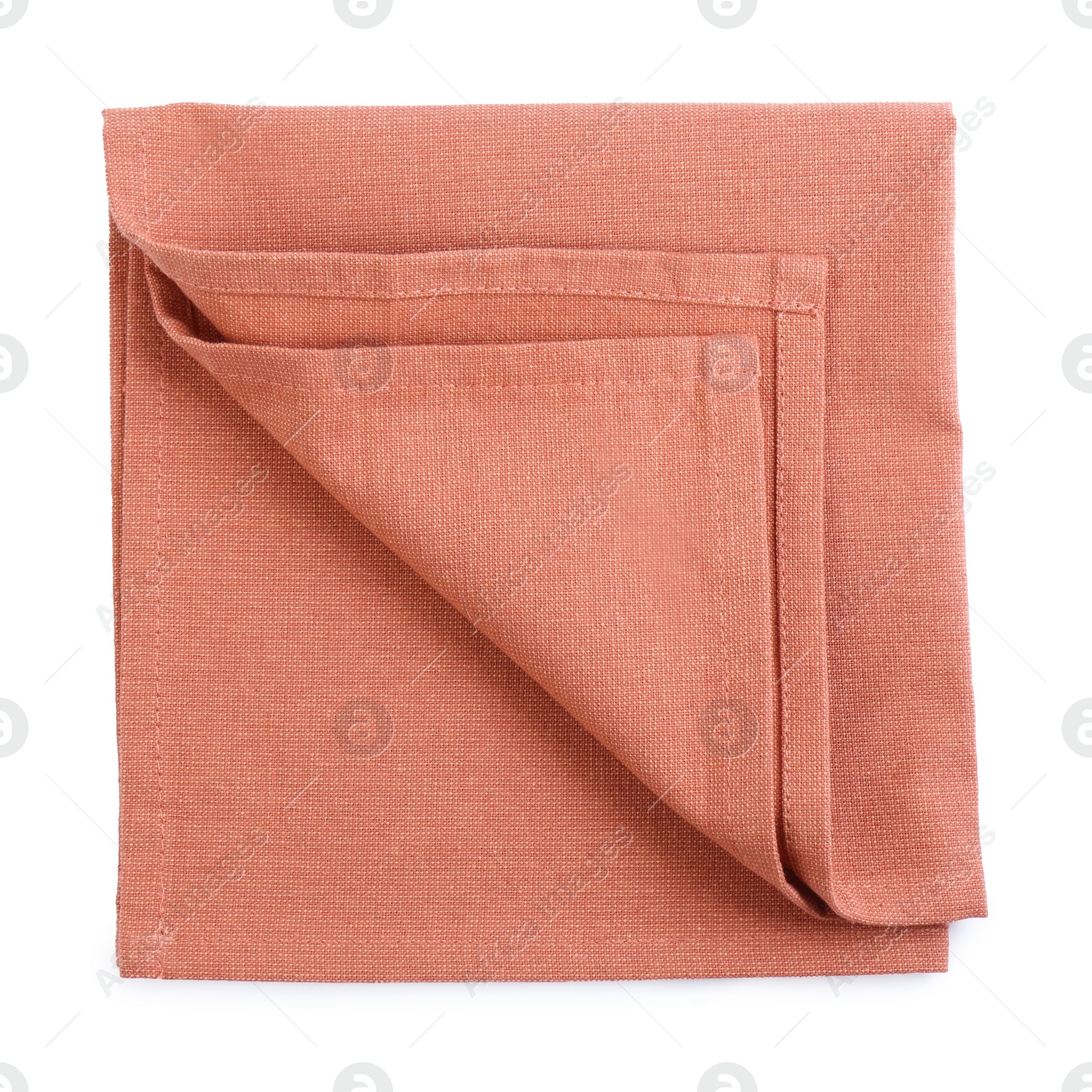 Photo of Stylish color fabric napkin isolated on white, top view