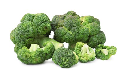 Pile of fresh raw green broccoli isolated on white