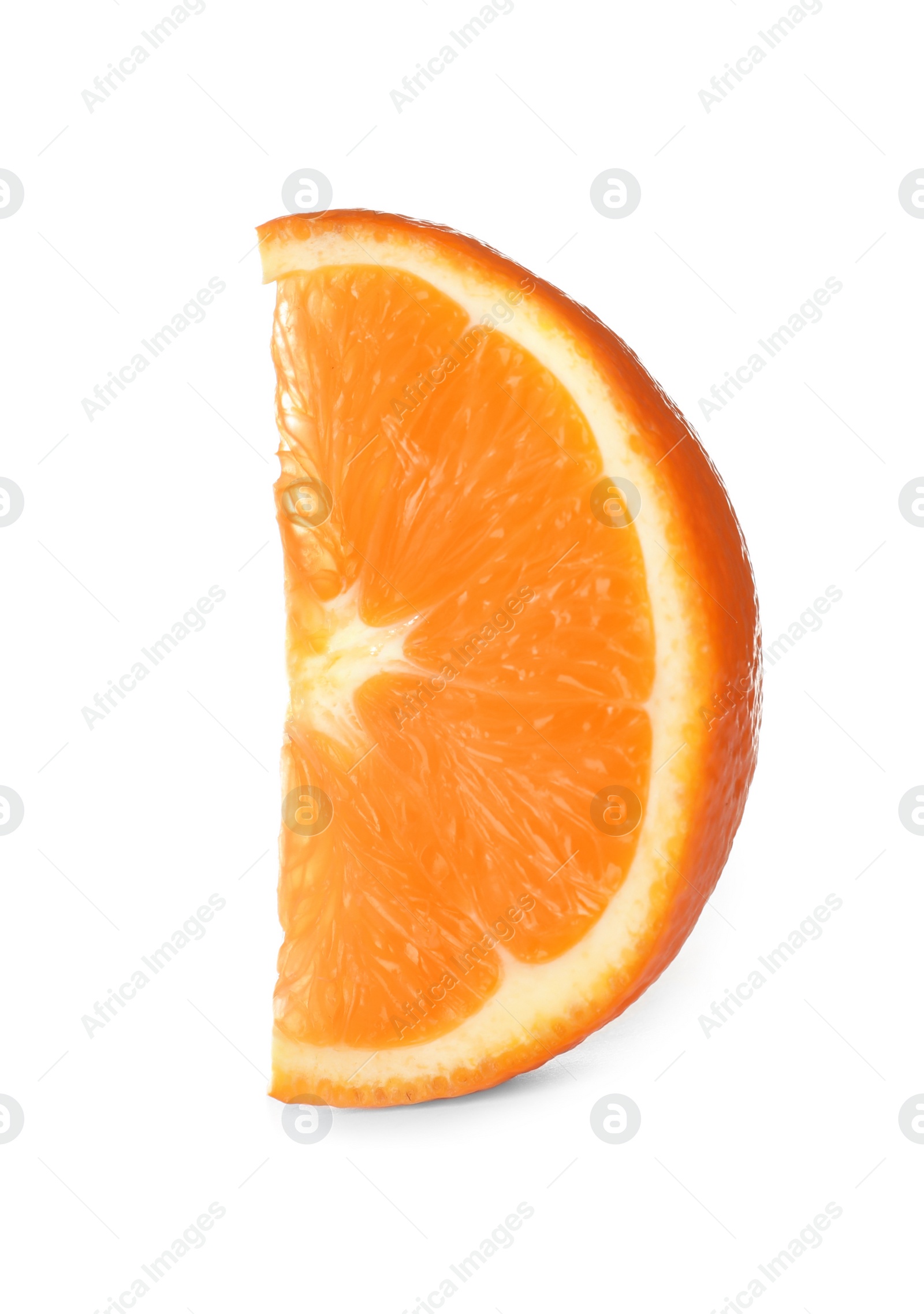 Photo of Slice of ripe orange isolated on white